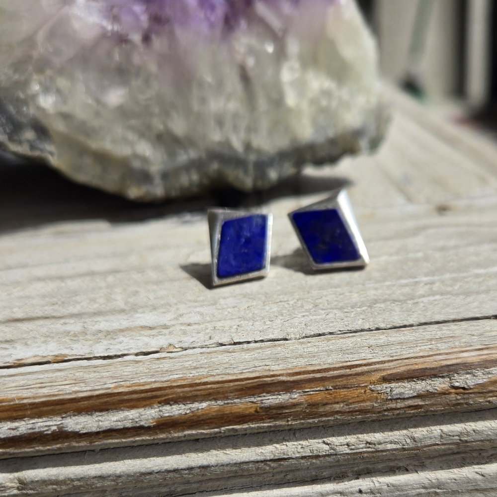Vintage Sterling Silver Lapis Lazuli Earrings